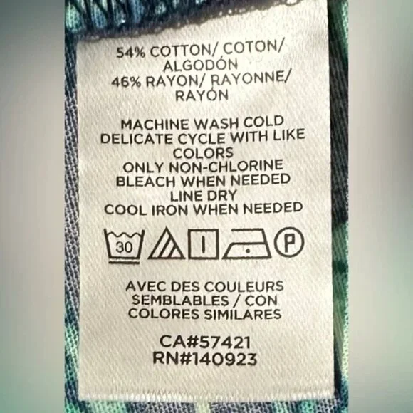 LOFT Linen Blend Pull-On Wide Leg Palazzo Pants Size M Navy Pink Green Pโฆ - Picture 13 of 13